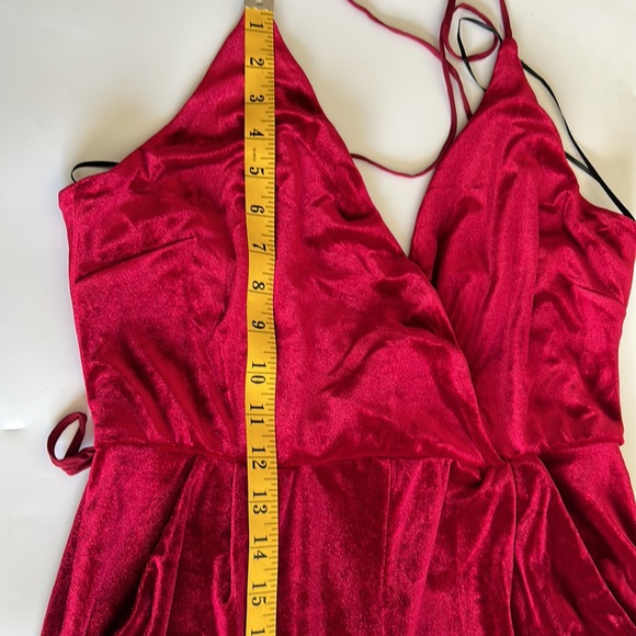 If By The Sea Red Velvet Jumpsuit Large - Picture 13 of 17